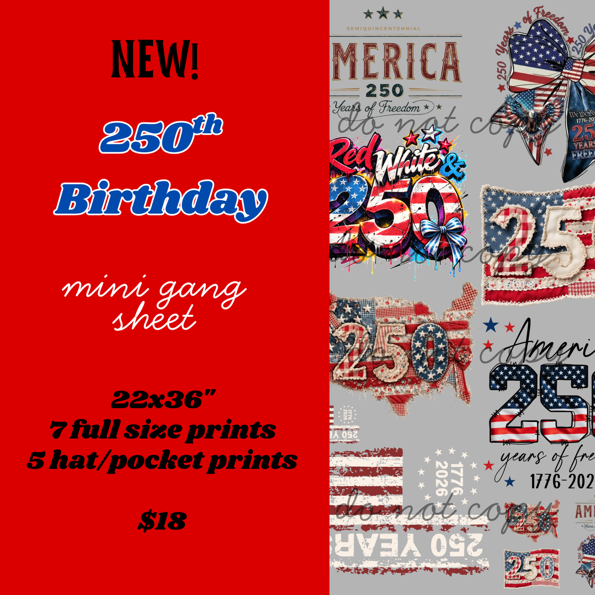 250th Birthday Mini Gang Sheet
