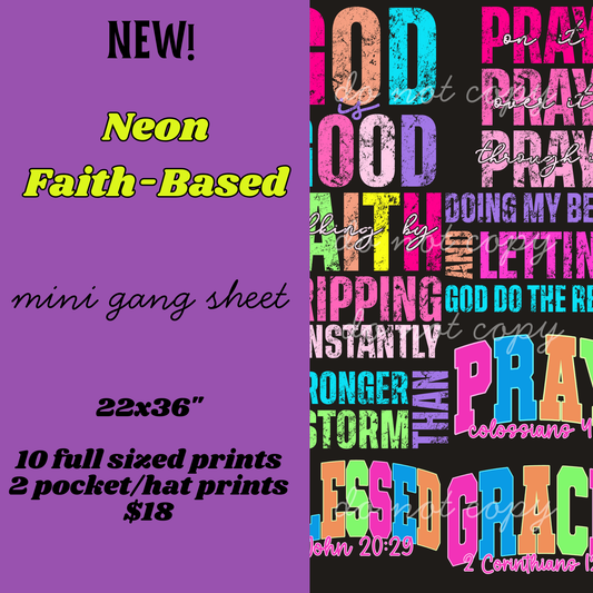 Neon Faith-Based Mini Gang Sheet
