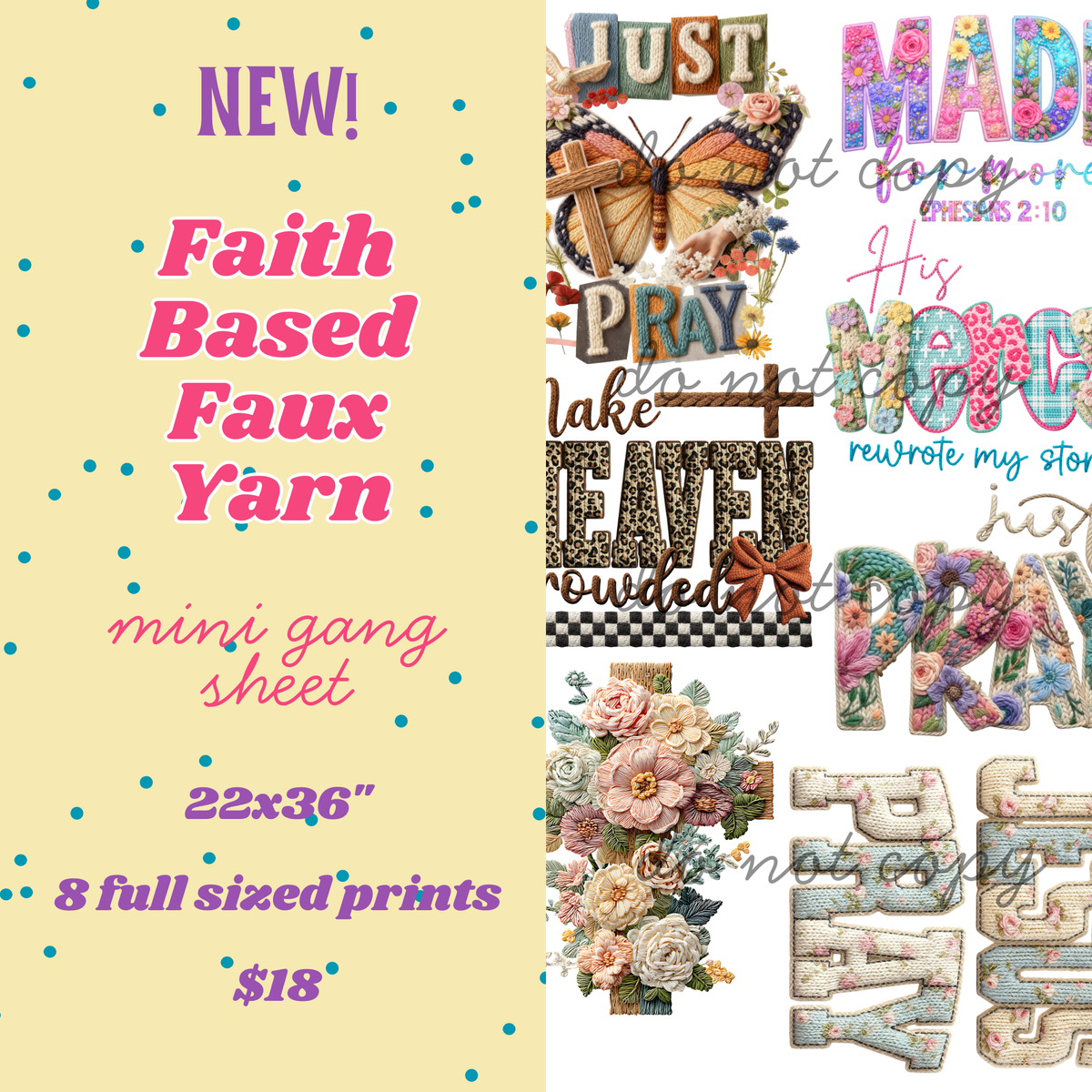 Faith-Based Faux Yarn Mini Gang Sheet